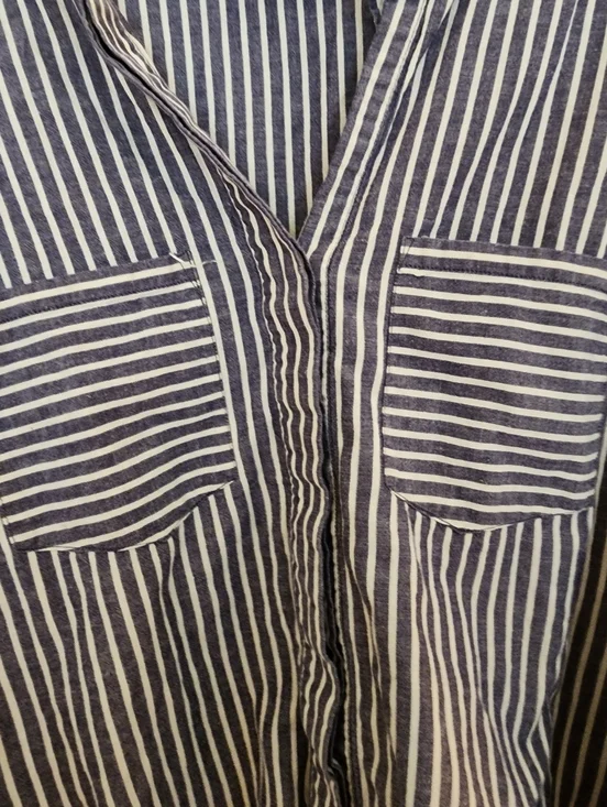 Sundance Dylan Button Down Shirt Blue Striped Cotton Coastal Beachy Size L - Picture 6 of 9
